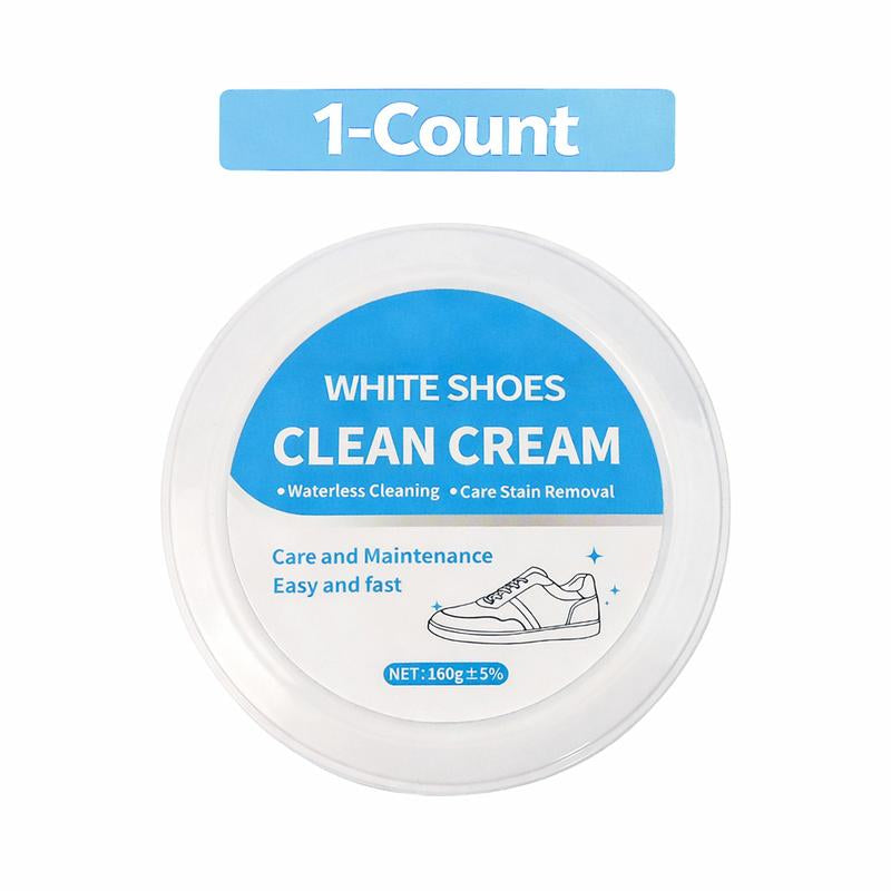 Multipurpose Eco-Friendly White Shoe Cleaner Cream – No-Wash Solid with Sponge for Effortless Stain Removal on Leather and Silicone Car Interiors