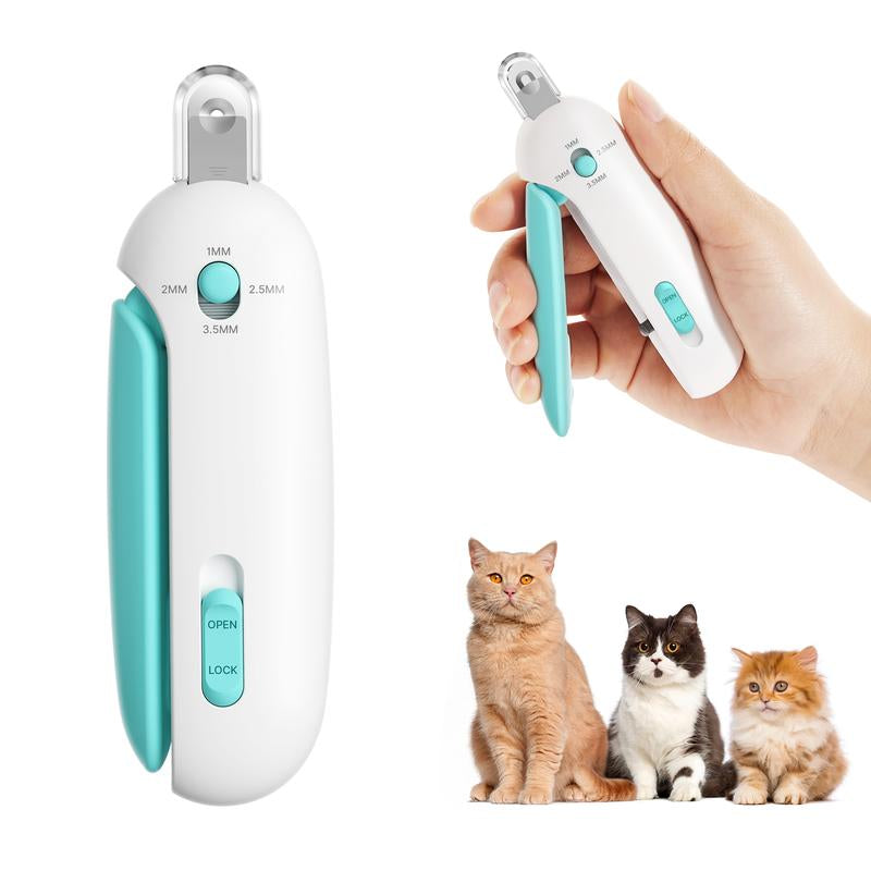 Potaroma Adjustable Cat Nail Clipper with Hidden Nail File - Safe & Easy Grooming for Kittens and Indoor Cats (Blue)