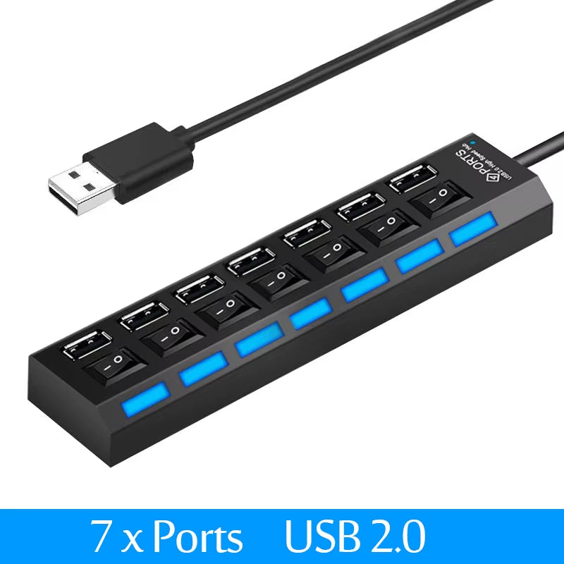 Ultra-Fast USB 3.0 Hub - Compact 4-Port Adapter with Power Supply for Lightning Speed Connectivity