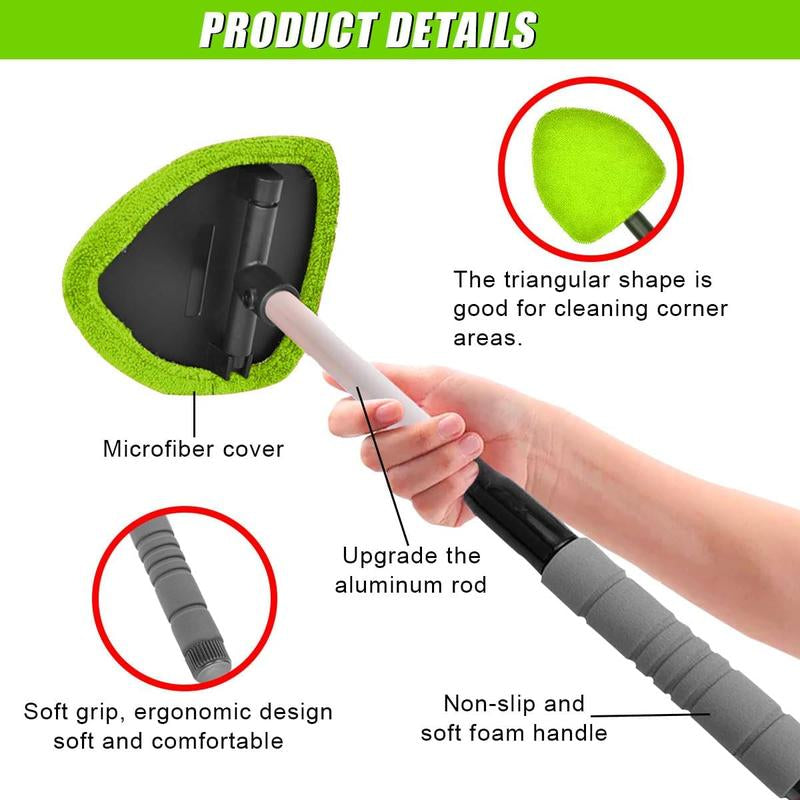 Ultimate 9-Piece Car Window Cleaning Kit - Includes Extendable Handle, Microfiber Pads, Air Vent Brush & Spray Bottle for Perfect Shine!