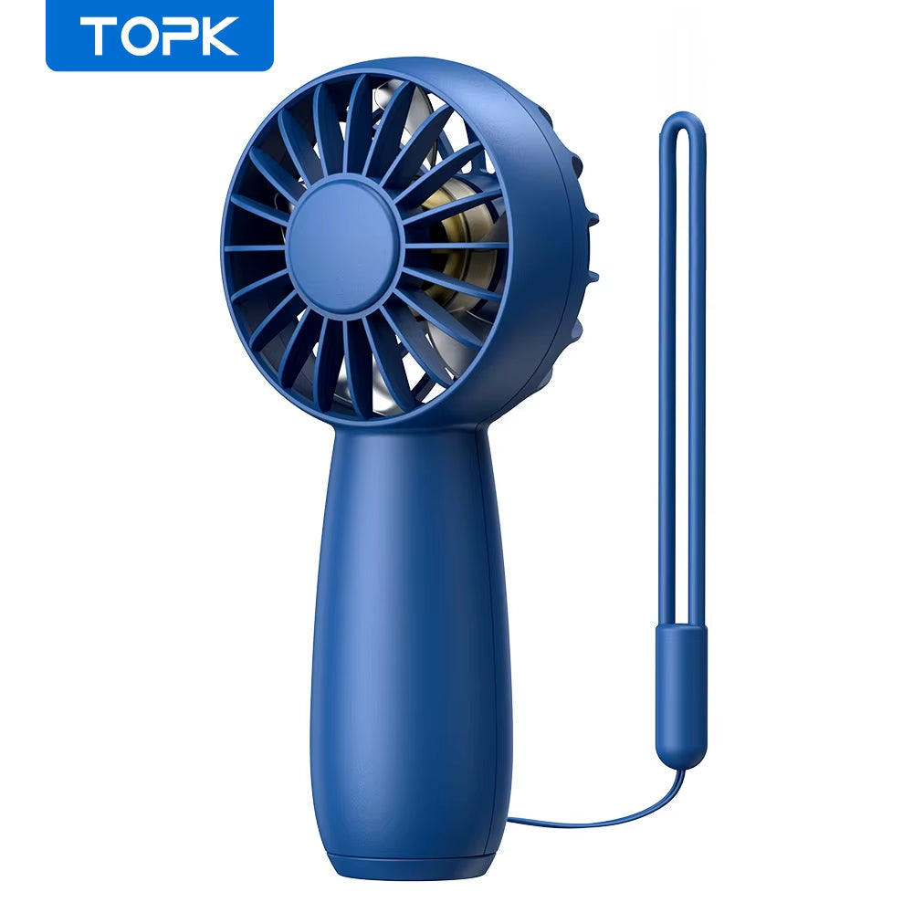 Rechargeable Mini USB Electric Fan - 1800mAh Portable Outdoor Fan with 3 Speeds for Camping and Travel