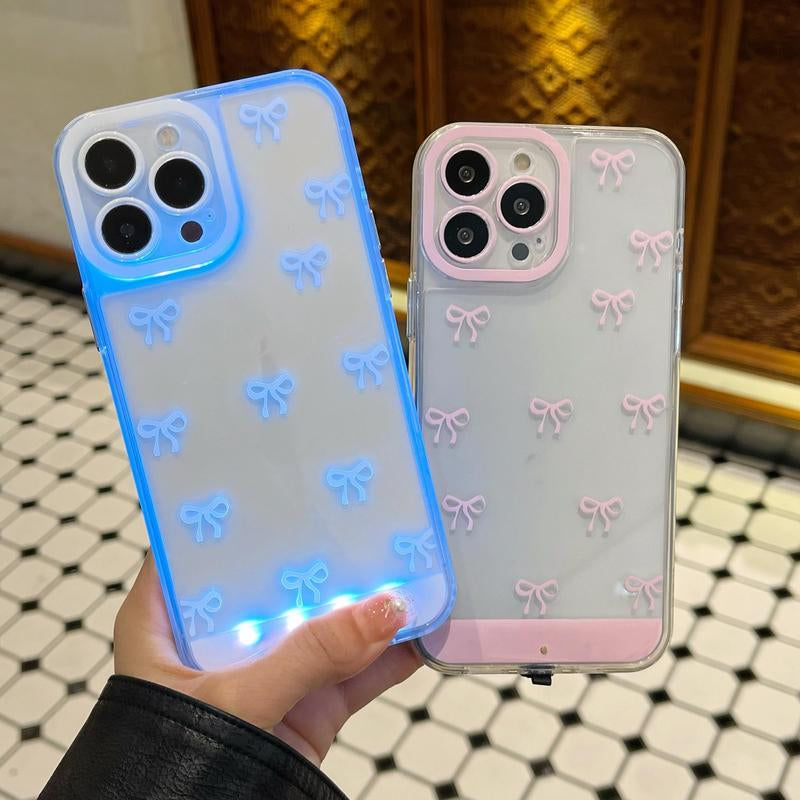 LED Bowknot Phone Case for iPhone 11-17 Pro/Pro Max/Plus - Elegant and Durable Protection with Distinctive Design for Daily Use