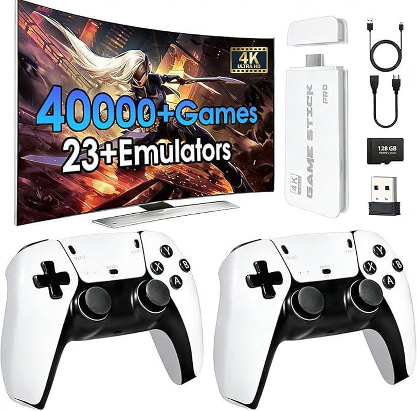 Mass Games Retro Gaming Console - 40,000+ Built-In Games, 19 Emulators, 2 Wireless Controllers, 4K Output, and 64GB SD Card - Ideal Portable Gaming System for All Ages