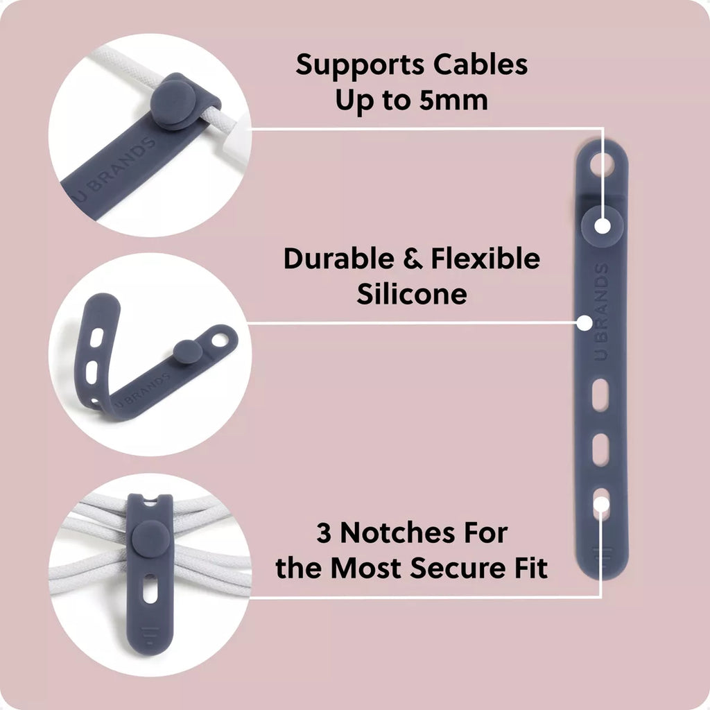 U Brands 6-Pack Silicone Cord Bands - Ultimate Organization Solution for Tangle-Free Living!
