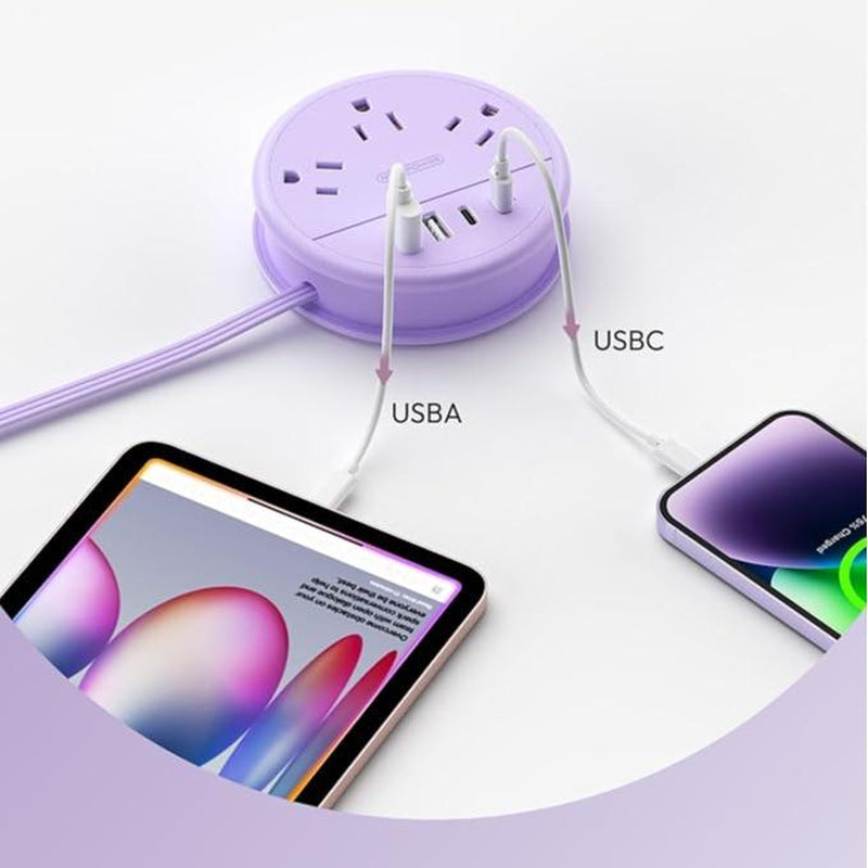 NTONPOWER Travel Power Strip - Cruise Approved with 3 AC Outlets and 4 USB Ports (2 USB-C), 4FT Extension Cord for Hotels, Dorms, Home Offices, and Travel Use