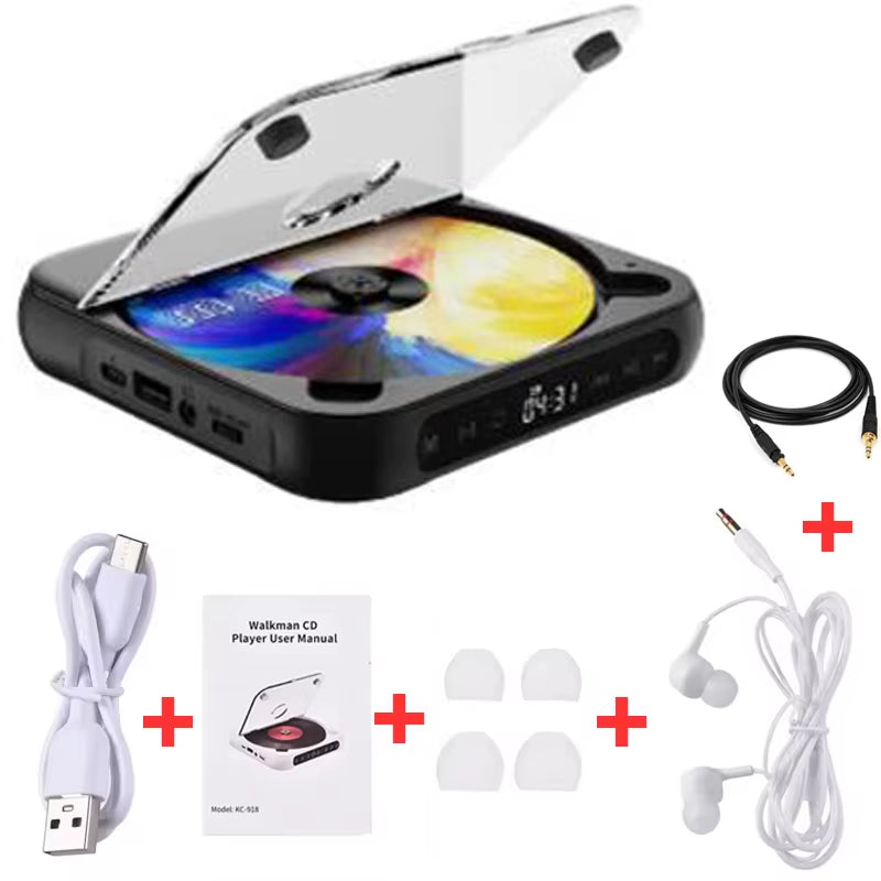Portable Bluetooth CD Player with LCD Screen - A-B Repeat & 1200mAh Battery - Perfect for Friends, Family, and Students!