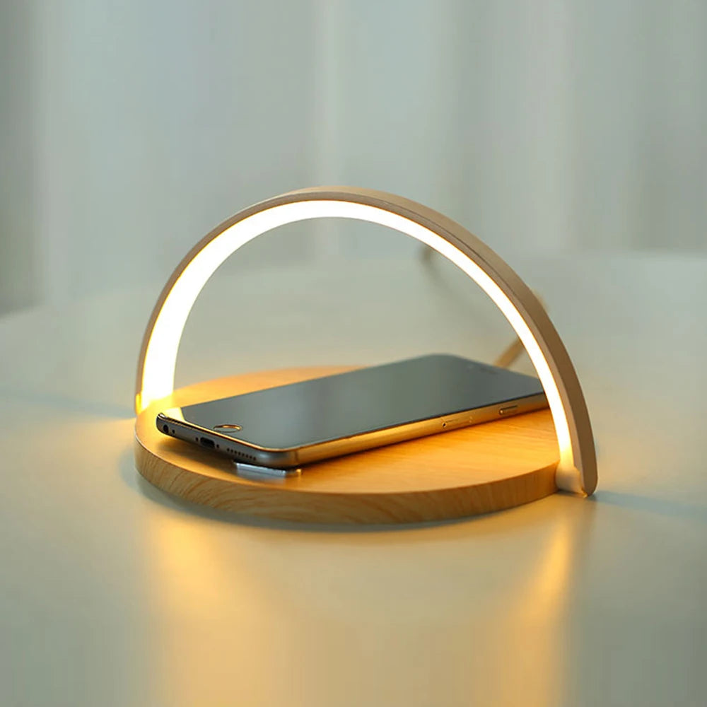 Elevate Your Space with the Qi Wireless Charging LED Table Lamp - Modern Design, Touch Control, and Adjustable Brightness for Ultimate Convenience