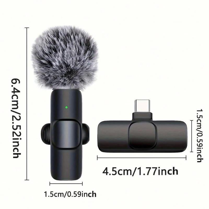 Wireless Mini Microphone Set for iPhone/Smartphone - 2 Lapel Mics with Clear Audio, Noise Reduction, Perfect for Video Recording, Interviews, and Vlogs