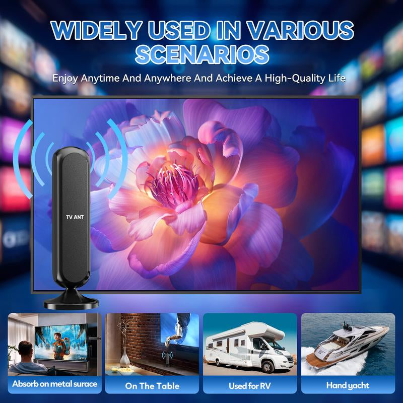 HIDB 4K HD Indoor TV Antenna with 360° Signal Amplification for Smart TVs - Long-Range Reception, Easy Installation, No Monthly Fees