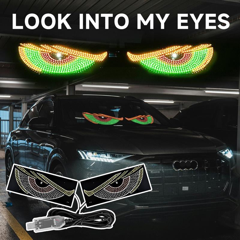 Evil Eyes LED Light for Car Windshield – USB Plug & Play Demon Eye Signal Light with 11 Modes, Adjustable Brightness, Perfect for Suvs, Trucks, Pickups & Rvs (Easy Install, No Wiring)