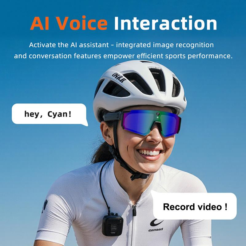 Revolutionary Smart Sports Glasses - 8MP Camera, 2K/1200P Recording, Waterproof Bluetooth Audio, Polarized Sunglasses with AI Assistant & UV Protection