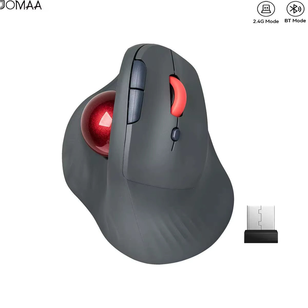 Ergonomic Wireless Trackball Mouse - 2.4G & Dual Bluetooth 4.0, Rechargeable for Mac & Windows Laptops & PCs