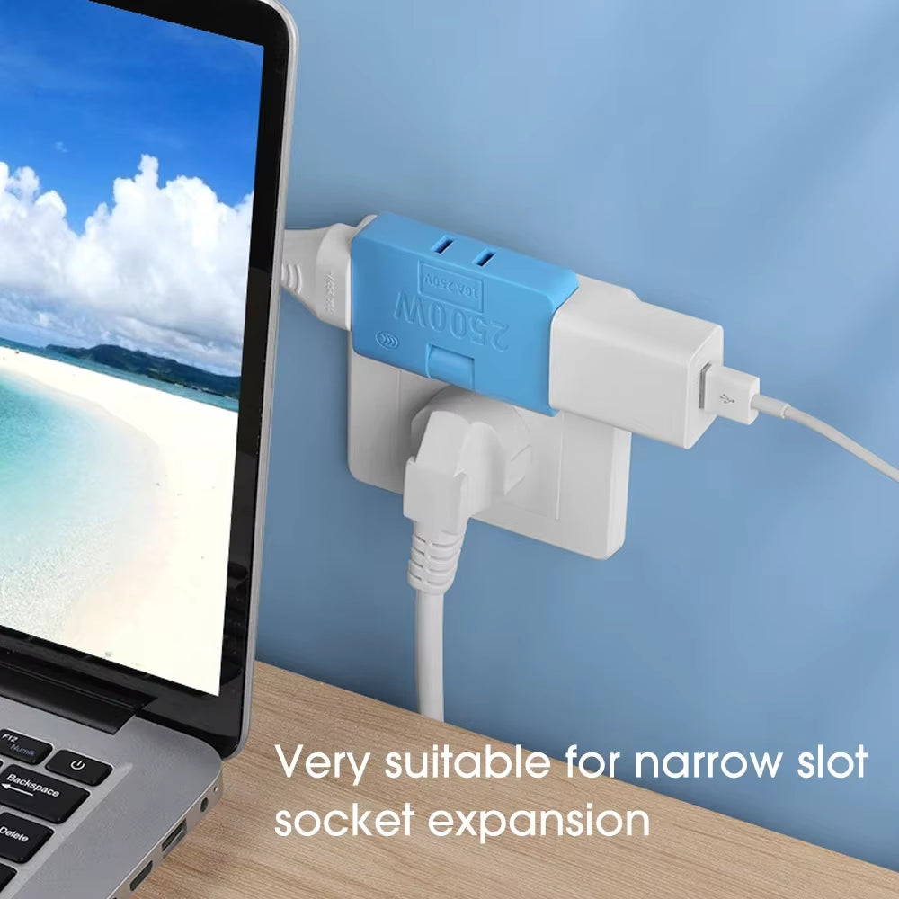 180° Rotatable 3-Port US Plug Socket Converter - Portable Travel Power Adapter