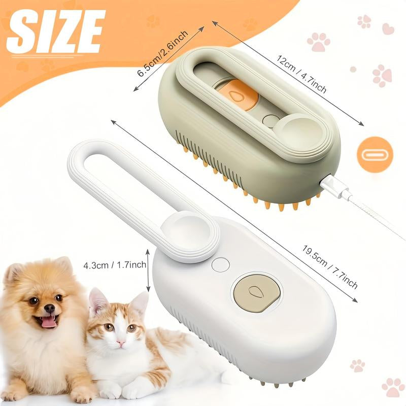 3-IN-1 Pet Steam Brush: Advanced Grooming Comb for Dogs & Cats - Effortlessly Remove Fur with Adjustable Steamy Mist!