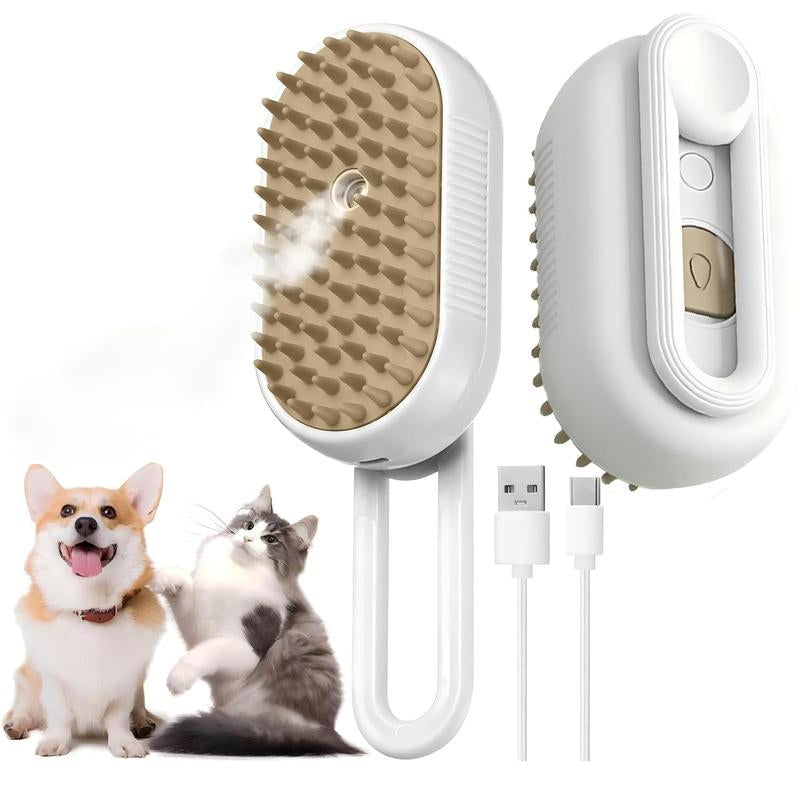 3-IN-1 Pet Steam Brush: Advanced Grooming Comb for Dogs & Cats - Effortlessly Remove Fur with Adjustable Steamy Mist!