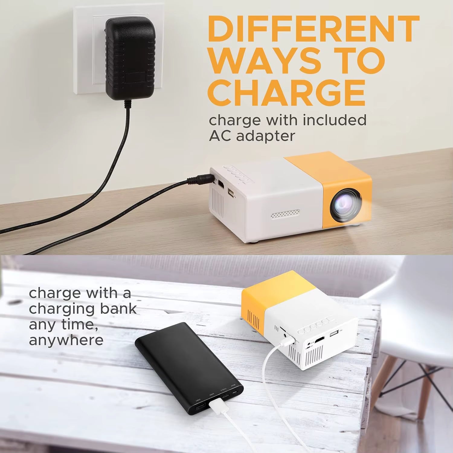 Portable Native HD Mini Projector - Perfect for Home Theater & Mobile Screen Mirroring with HDMI & USB Connectivity