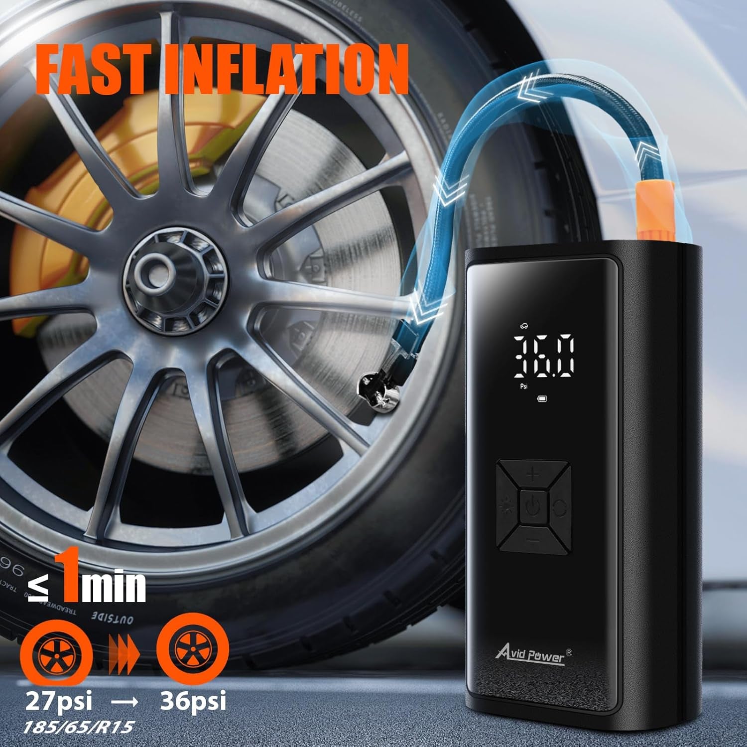 Powerful Cordless Portable Tire Inflator with 4500mAh Battery & Smart Modes for Effortless Inflation