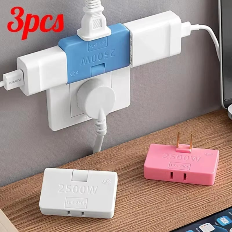 180° Rotatable 3-Port US Plug Socket Converter - Portable Travel Power Adapter