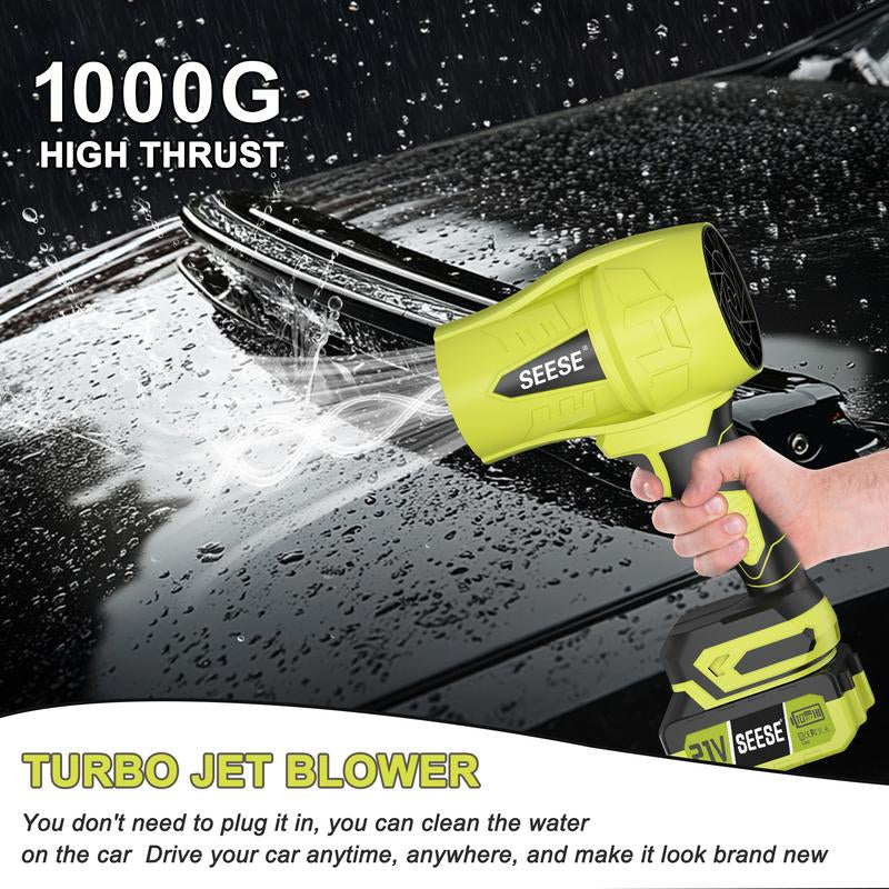 SEESE Cordless Leaf Blower - Powerful Brushless Motor & Battery-Operated Turbo Fan for Efficient Car Drying, Snow Removal, and More!