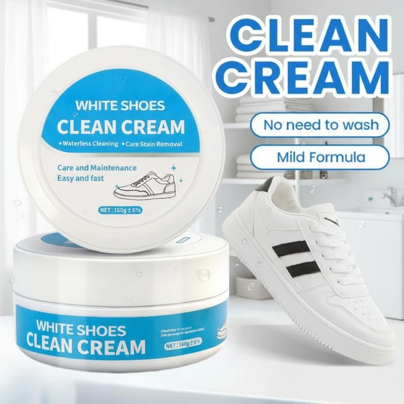 Multipurpose Eco-Friendly White Shoe Cleaner Cream – No-Wash Solid with Sponge for Effortless Stain Removal on Leather and Silicone Car Interiors