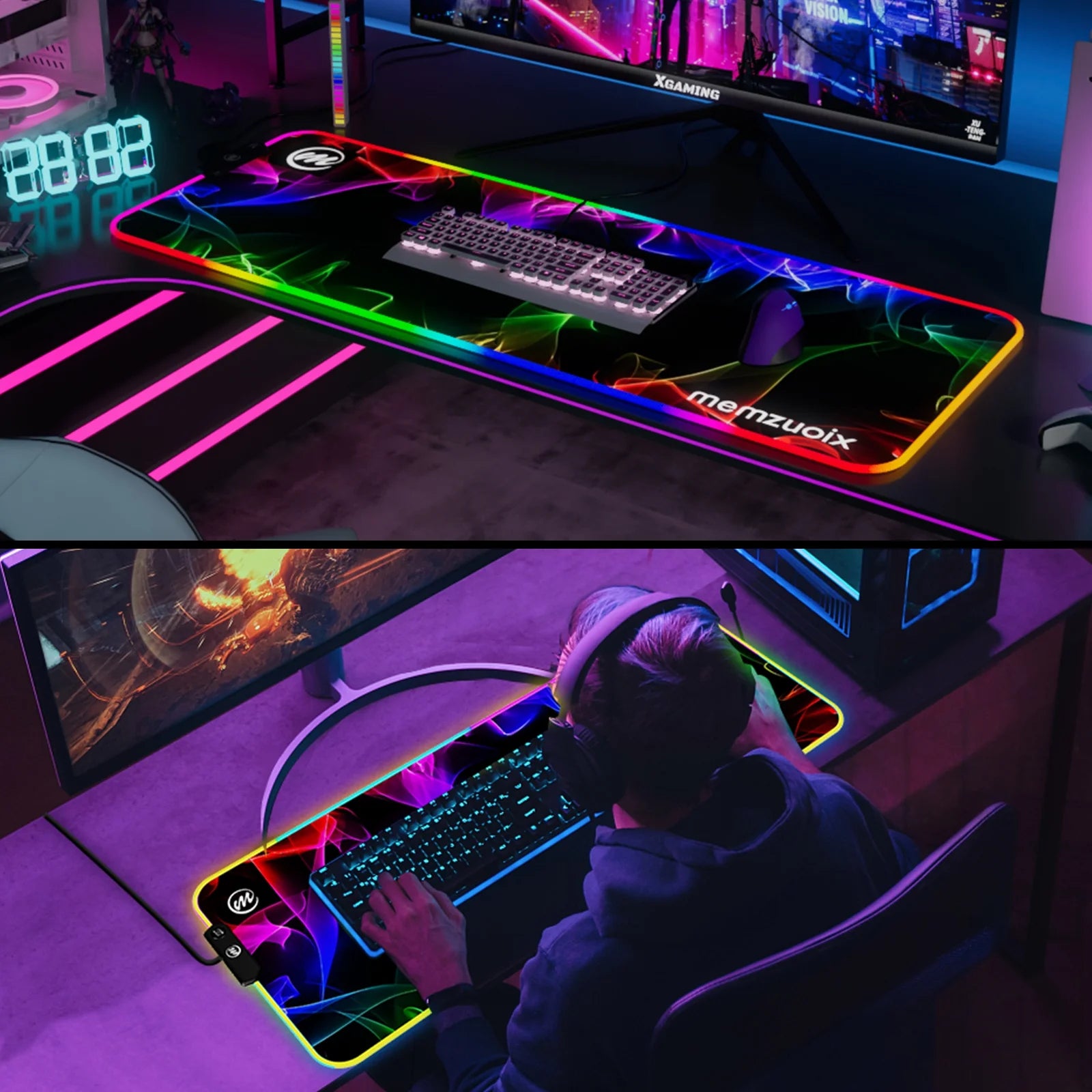 Experience Ultimate Gaming with our Large RGB LED Mouse Pad - 31.5" x 11.8", 12 Dynamic Lighting Modes, Anti-Slip Base, Waterproof & Stain Resistant!