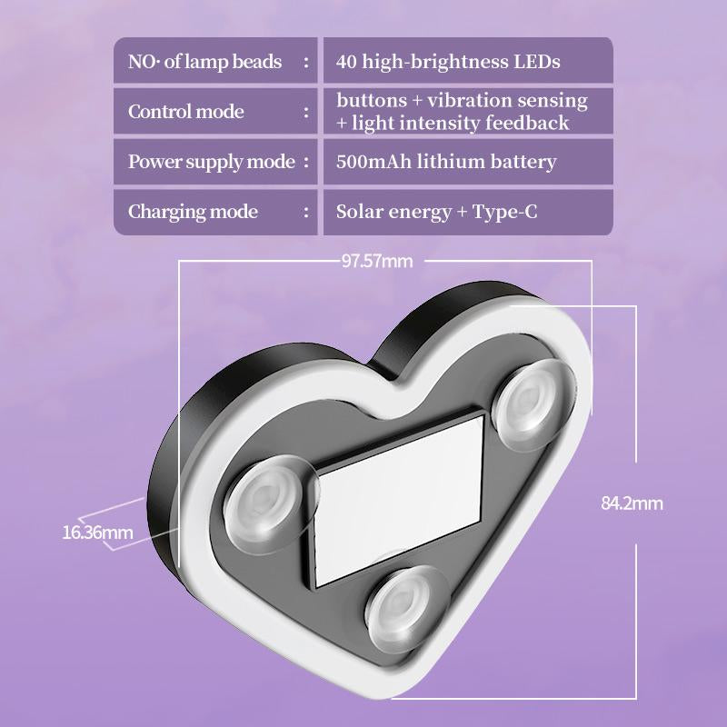 Joytutus Solar Powered LED Heart Shape C-Pillar Neon Light Eco-Friendly Wireless Car Interior Decor 9.57Mm X 8.42Mm X 15.36Mm Modern Stylish Design