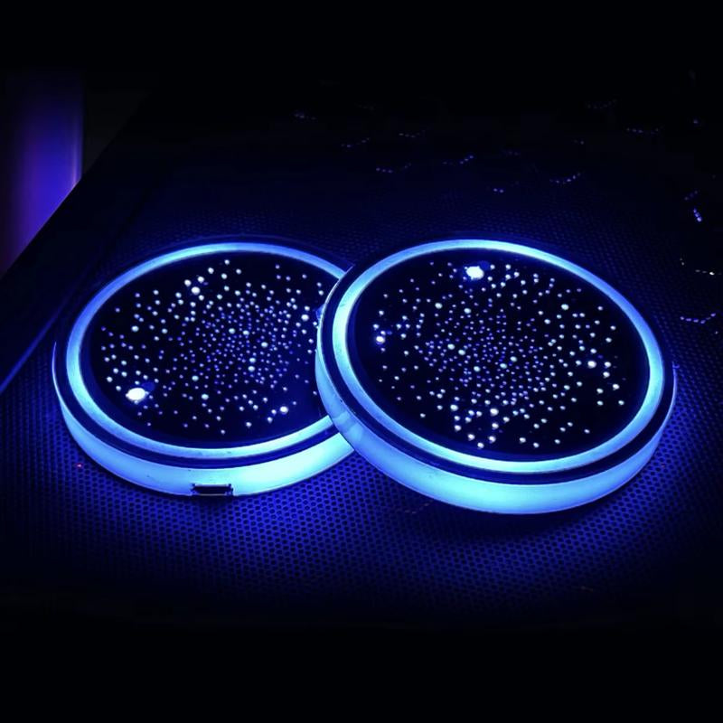 1PCS/2PCS/4PCS LED Cup Holder Lights for Car, Rechargeable 7 Color-Changing Light up Cup Holder Insert Coasters, Car Accessories for Teens Vehicle