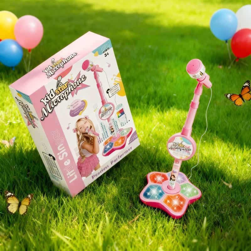 Unleash Your Child's Inner Star with Our Fun Karaoke Microphone Toy - Colorful LED Lights & Built-In Music for Endless Entertainment! Perfect Birthday Gift for Kids Aged 3-8!