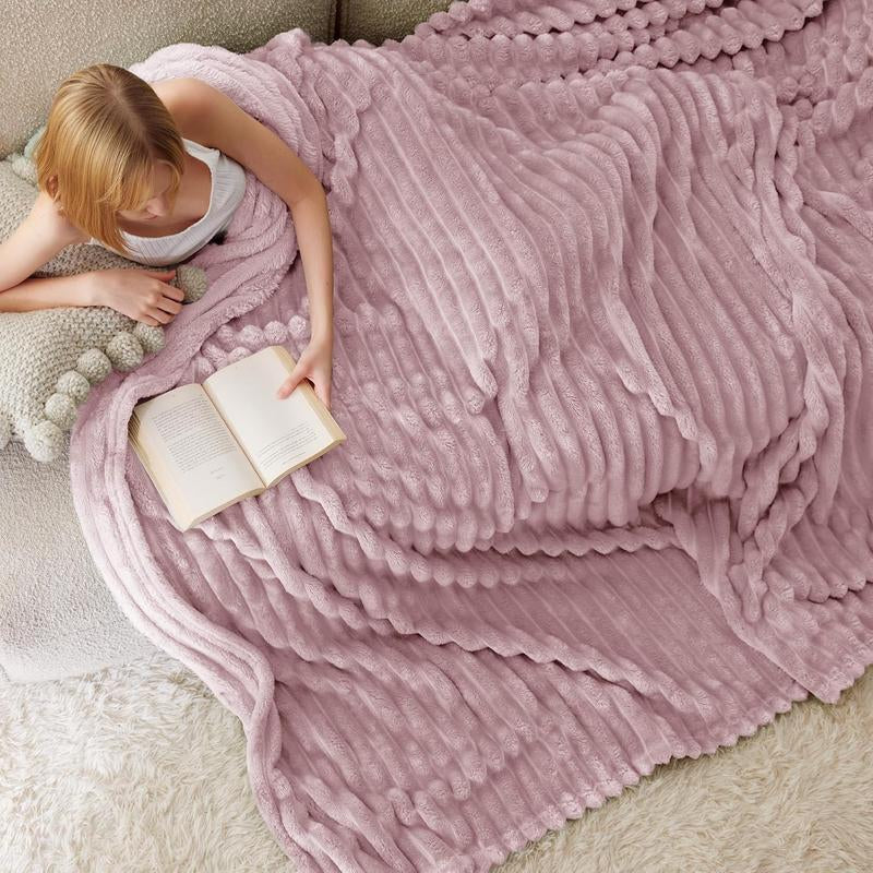 【February Stock Up】Bedsure Gentlesoft Cozy Blanket-Patio Furniture Decor,Classic Stripe Pattern, Ideal for Bed,Couch, Travel,Camping, All Seasons,Home Bedroom Decor