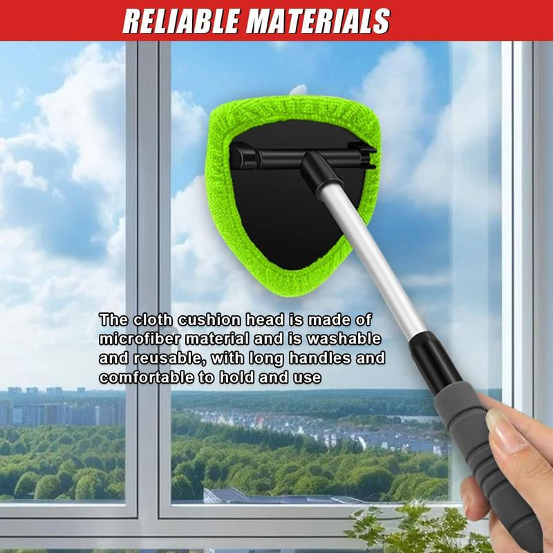 Ultimate 9-Piece Car Window Cleaning Kit - Includes Extendable Handle, Microfiber Pads, Air Vent Brush & Spray Bottle for Perfect Shine!