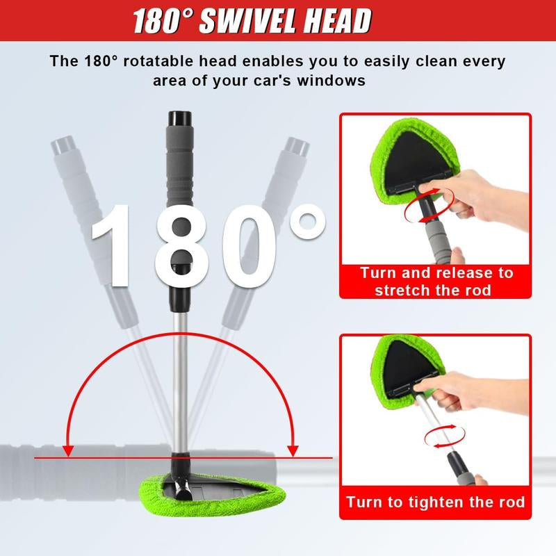 Ultimate 9-Piece Car Window Cleaning Kit - Includes Extendable Handle, Microfiber Pads, Air Vent Brush & Spray Bottle for Perfect Shine!