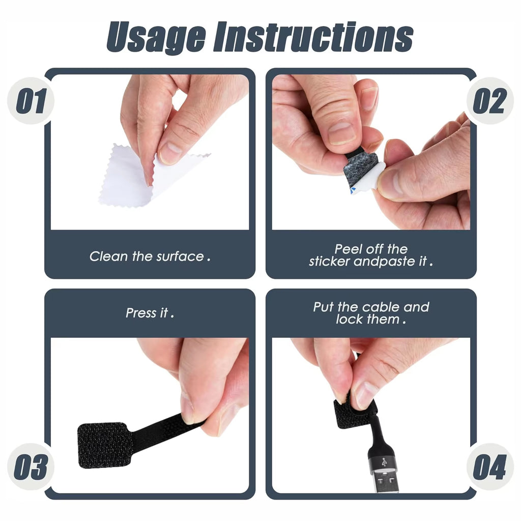 Revolutionary Adjustable Cable Ties - Effortless Self-Adhesive Cord Organizers for Clutter-Free Desks!