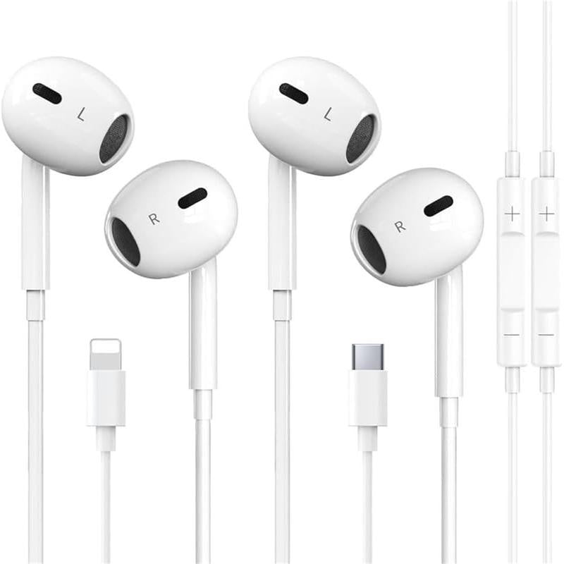 Premium Comfort Wired Earbuds for iPhone - Compatible with Lightning Connector, Type C, Perfect Fit for iPhone 16/15/14/13/12/11 Pro Max