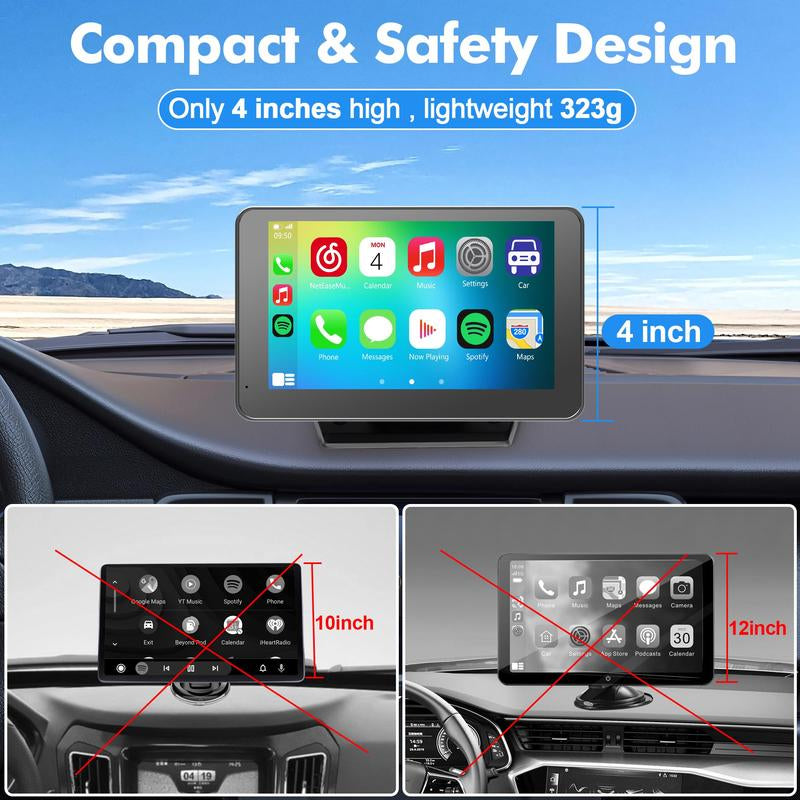 Upgrade Your Ride: 2026 Wireless Carplay Screen for Android & iPhone - Ultimate Portable Entertainment Solution!