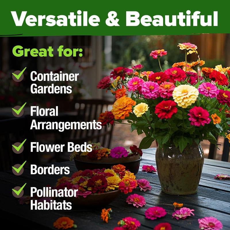 Zinnia Seeds - Pure Seeds - No Filler - USA Heirloom Flower Seeds