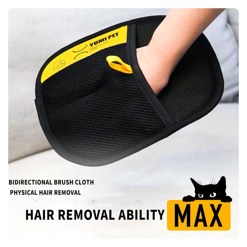 YOMI Electrostatic Pet Hair Remover Gloves - Two-Way Brush for Effortless Cat & Dog Hair Cleanup!