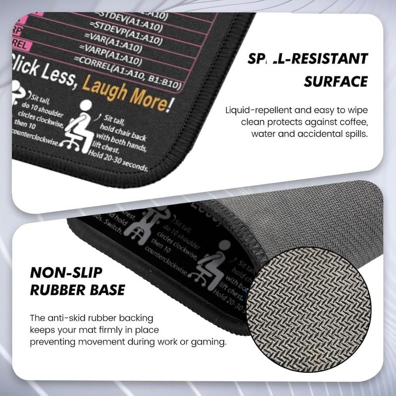 Ultimate Excel Shortcut Mouse Pad - Large Waterproof Desk Mat for Ergonomic Workstation, 31.5 x 11.8 Inch with Non-Slip Base