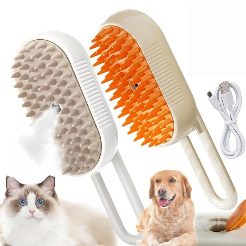 3-IN-1 Pet Steam Brush: Advanced Grooming Comb for Dogs & Cats - Effortlessly Remove Fur with Adjustable Steamy Mist!
