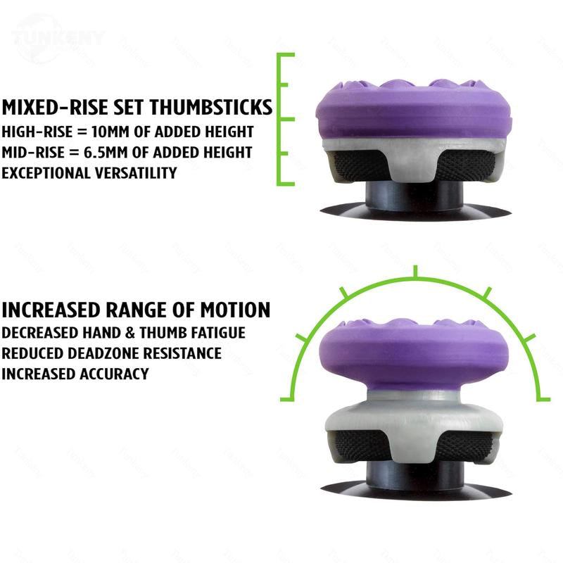 Professional Thumbstick Grips for PS4, PS5, and Xbox Series X/S and One X/S Controllers - High-Rise and Mid-Rise Gaming Performance Accessories