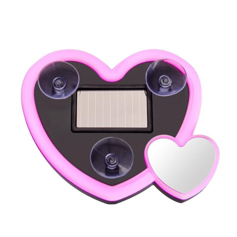 Symphony Love Atmosphere Light Solar-Powered Car LED Window Decorative Double Heart-Shaped Neon Light Wire-Free with 1 Suction Cup for Car Interior Fun Ambient Light Eco-Friendly Design