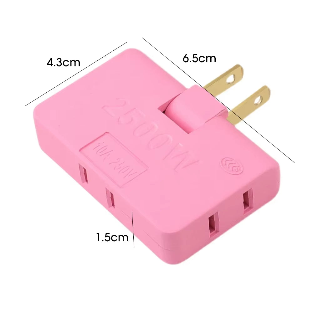 180° Rotatable 3-Port US Plug Socket Converter - Portable Travel Power Adapter