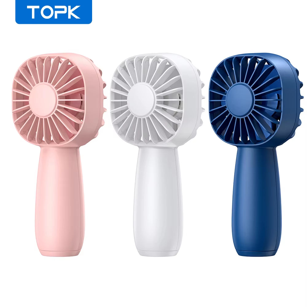 Rechargeable Mini USB Electric Fan - 1800mAh Portable Outdoor Fan with 3 Speeds for Camping and Travel