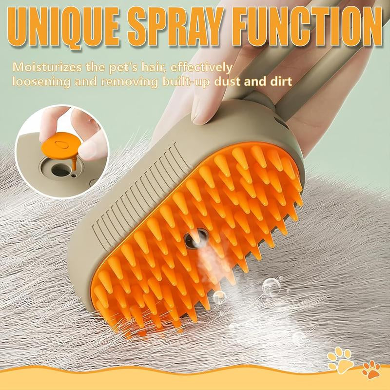 3-IN-1 Pet Steam Brush: Advanced Grooming Comb for Dogs & Cats - Effortlessly Remove Fur with Adjustable Steamy Mist!