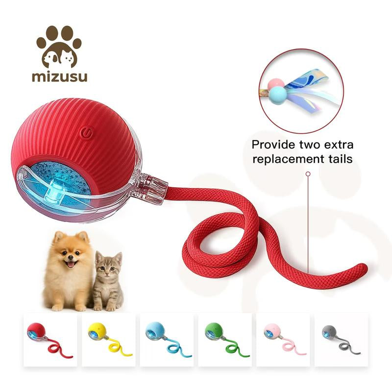 Mizusu Interactive Cat & Dog Teaser Toy - Includes 2 Extra Tails & Rolling Ball for Endless Fun! Perfect Pet Supplies for Cats and Dogs!