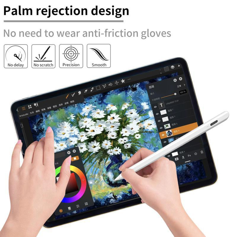 Precision Stylus for Apple iPad A16 (11" & 10" Generations), Fast Charging Compatible with iPad 11-6, Air (11"/13"), Pro (13"/11"/12.9"), Mini A17 Pro (7/6/5), Featuring Palm Rejection and Tilt Sensitivity