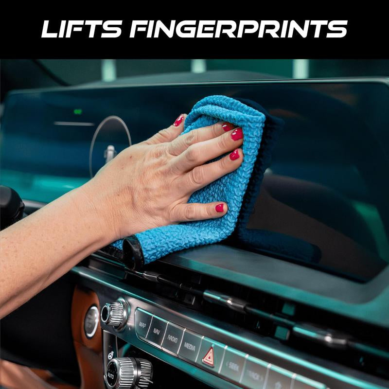 VIKING Premium Microfiber Glass Cleaning Cloths for Automotive and Home Use, Ideal for Mirrors and Picture Frames, 16 x 16 Inches, Blue, Set of 2