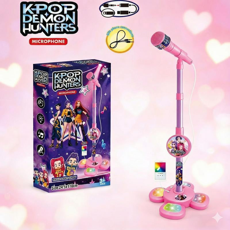Unleash Your Child's Inner Star with Our Fun Karaoke Microphone Toy - Colorful LED Lights & Built-In Music for Endless Entertainment! Perfect Birthday Gift for Kids Aged 3-8!