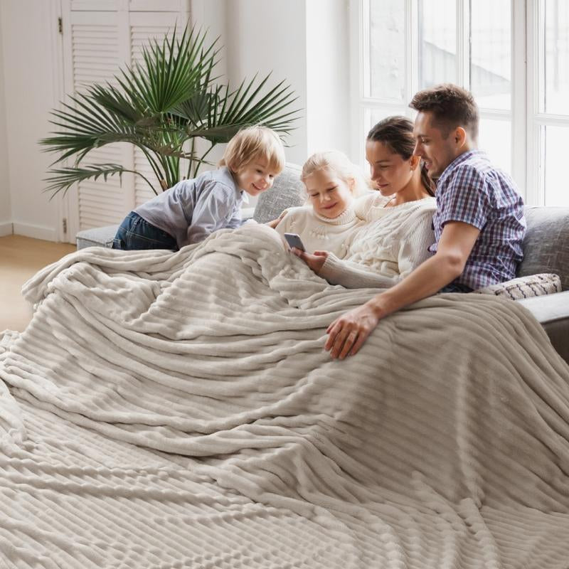 【February Stock Up】Bedsure Gentlesoft Cozy Blanket-Patio Furniture Decor,Classic Stripe Pattern, Ideal for Bed,Couch, Travel,Camping, All Seasons,Home Bedroom Decor