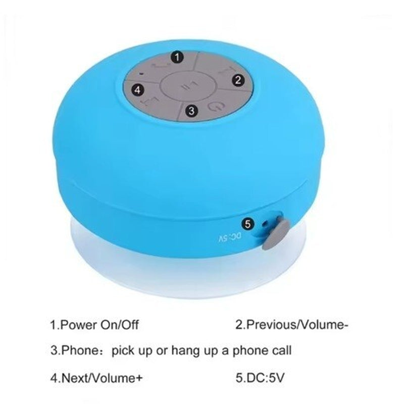 Experience Music Anywhere with the Mini Portable Bluetooth Waterproof Shower Speaker - Suction Cup & LED Light!