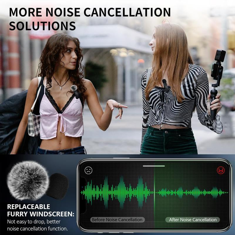 Wireless Mini Microphones - 2 Pack for iPhone, Android, iPad | Crystal Clear Sound Quality for Recording, Live Streaming & Vlogging - USB C Compatible